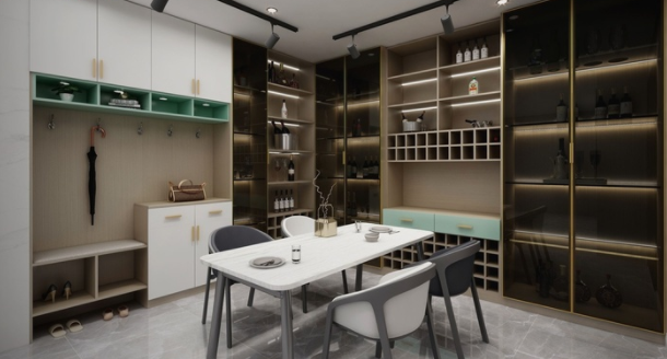 電子轉(zhuǎn)角酒柜，定制酒柜的款式都有哪些？