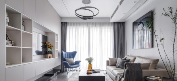 書柜效果圖片：電視墻局部做書柜，怎么做好看？